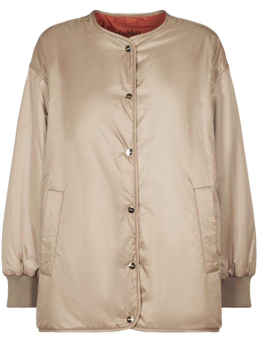 Max Mara Short Padded Jacket With Round Neckline In Gold