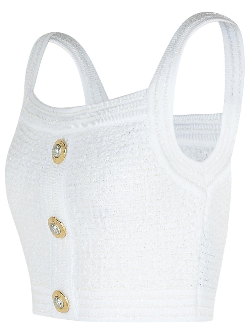 Balmain Cotton Blend Top Button Embellishments In White