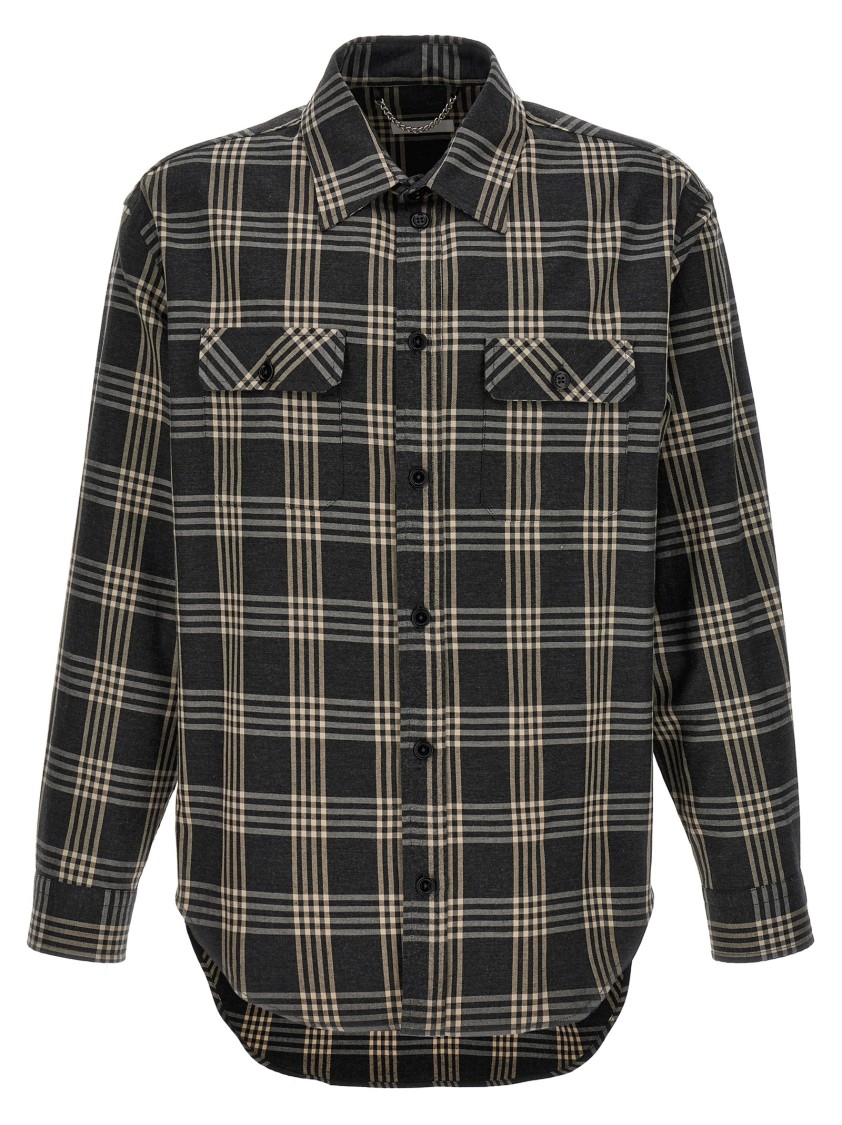 1989 Studio Plaid Shirt Logo Chest Pockets In Gray