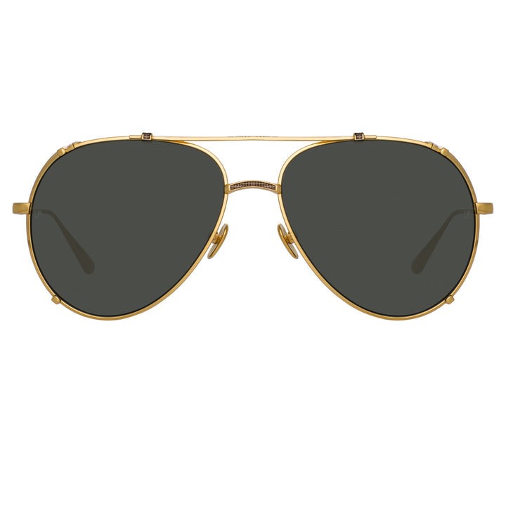 Shop Linda Farrow Newman Aviator Sunglasses In Y