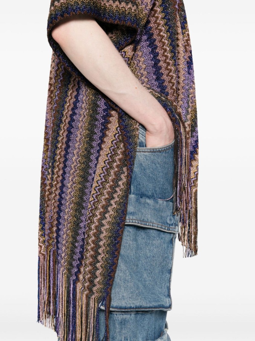 Shop Missoni Multicolour Viscose Poncho In Multicolor