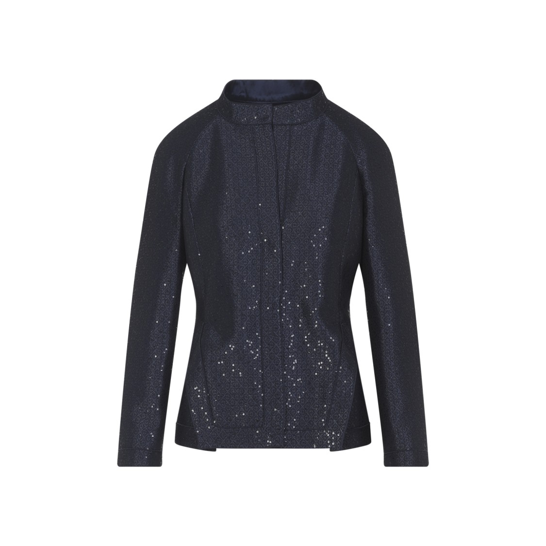 Giorgio Armani Navy Viscose Squinned Blazer In Black