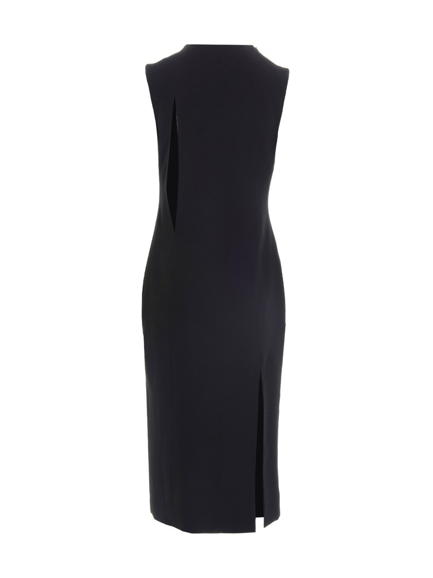 Versace Cut-out Black Midi Dress With Side Split In Black