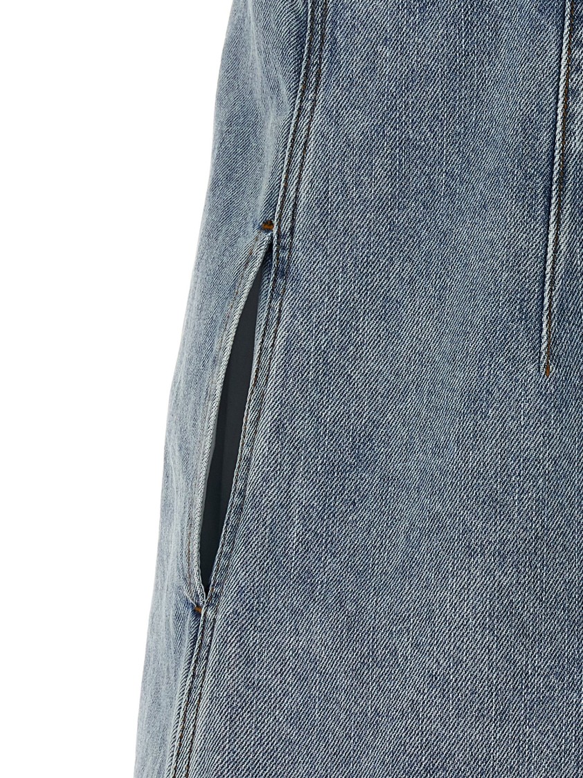 Self-portrait Denim Mini Dress With Pearls In Blue