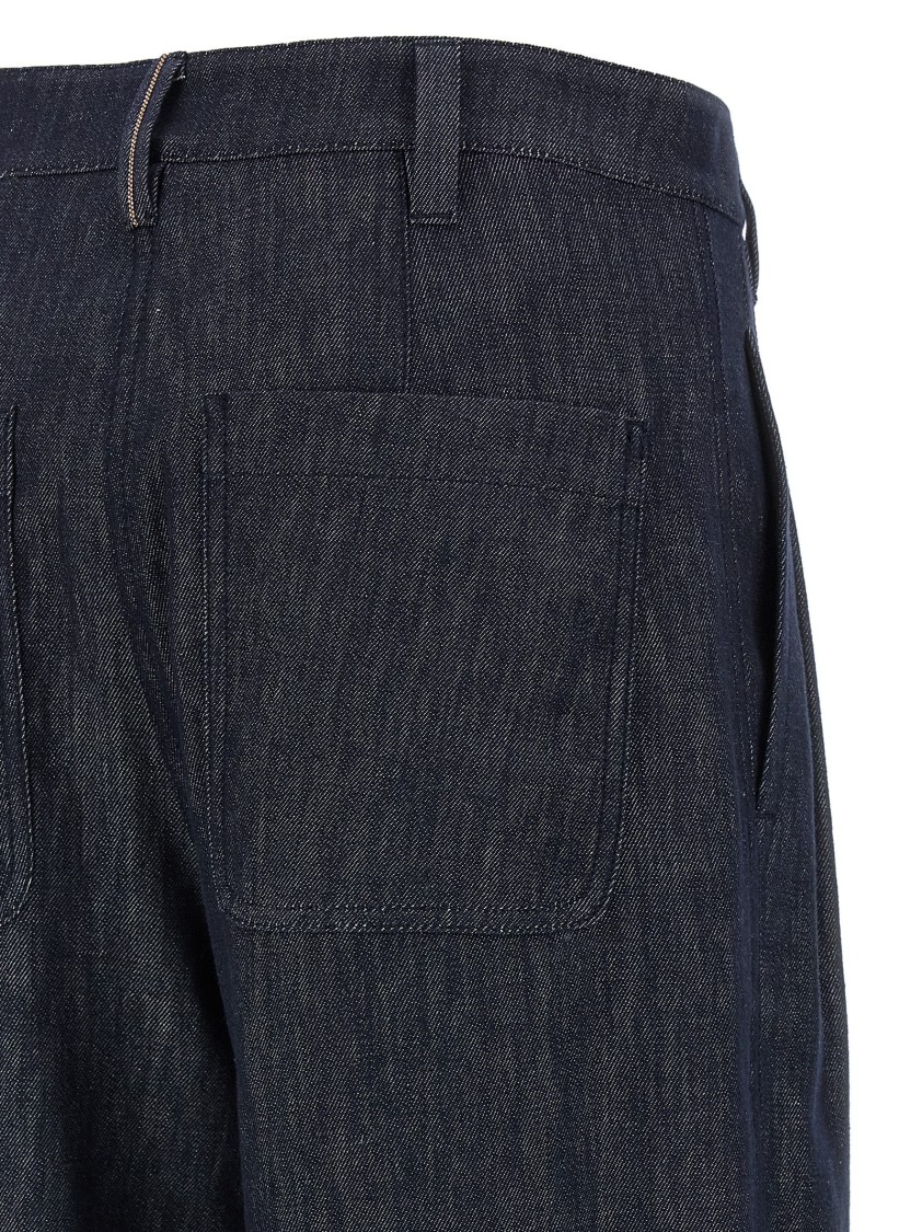 Brunello Cucinelli High-waisted Wide Leg Denim Jeans In Blue