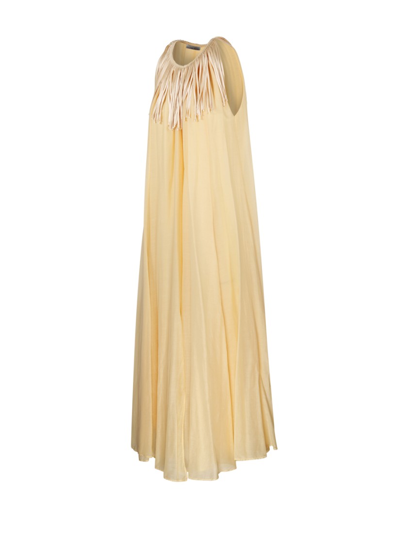 Shop Forte Forte Voile Fringed Dress In Yellow