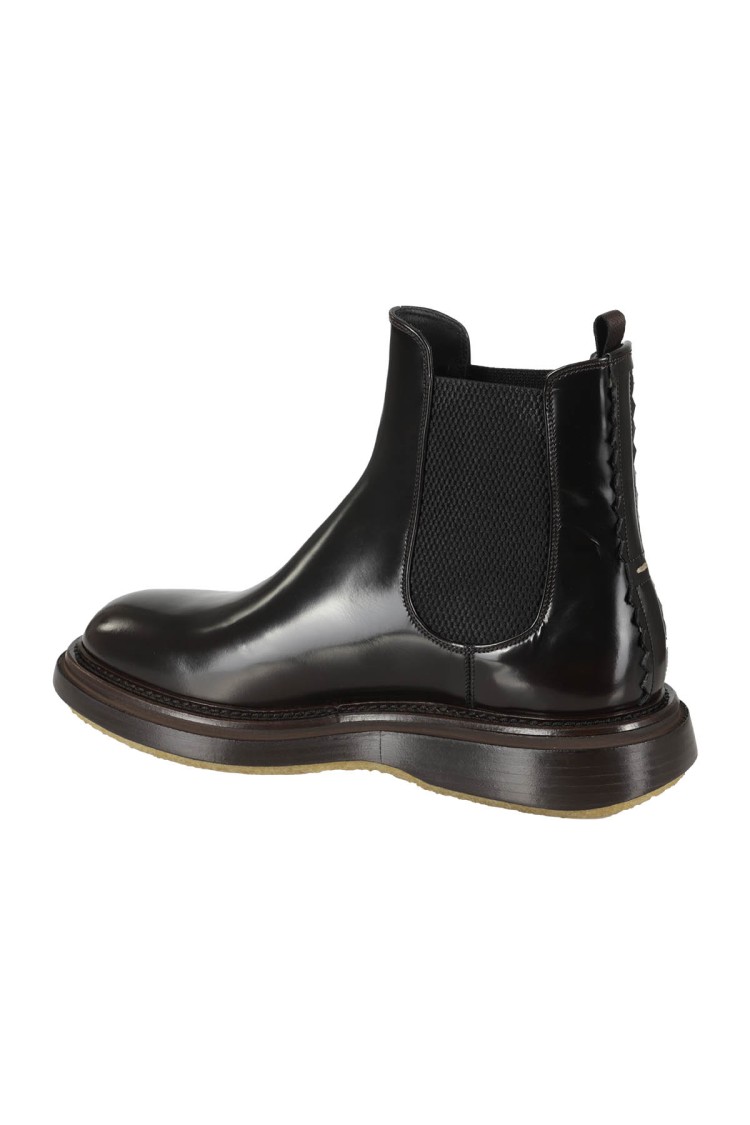 The Antipode Beatles Brushed Leather Boots With Elastic Side Panels In Black