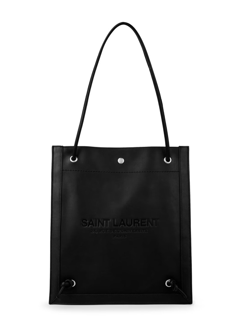 Saint Laurent Universite Logo Flat Crossbody Bag In Black