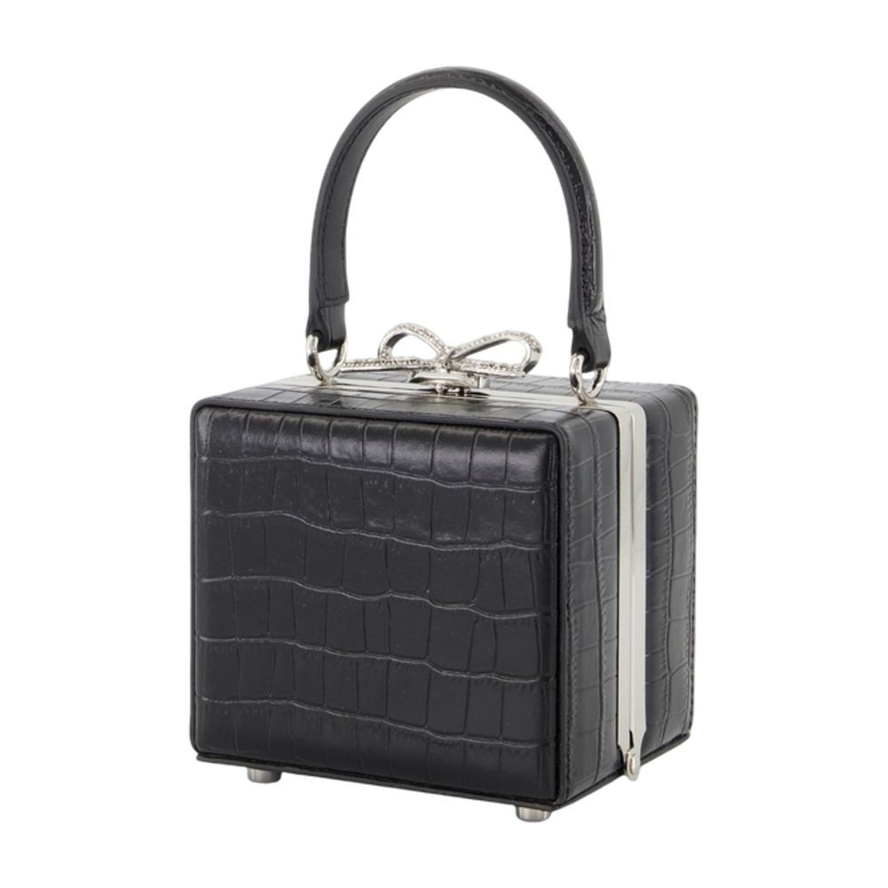 Self-portrait Croco Micro Handbag In Black