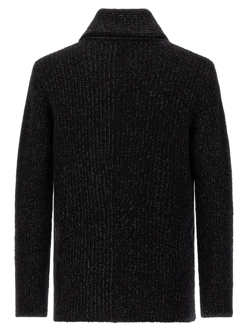 Brunello Cucinelli Double-breasted Cashmere And Silk Blend Cardigan In Black