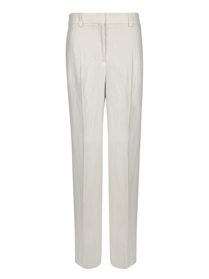 INCOTEX INCOTEX TAILORED WHITE TROUSERS WITH DESIGN AND FUNCTIONALITY