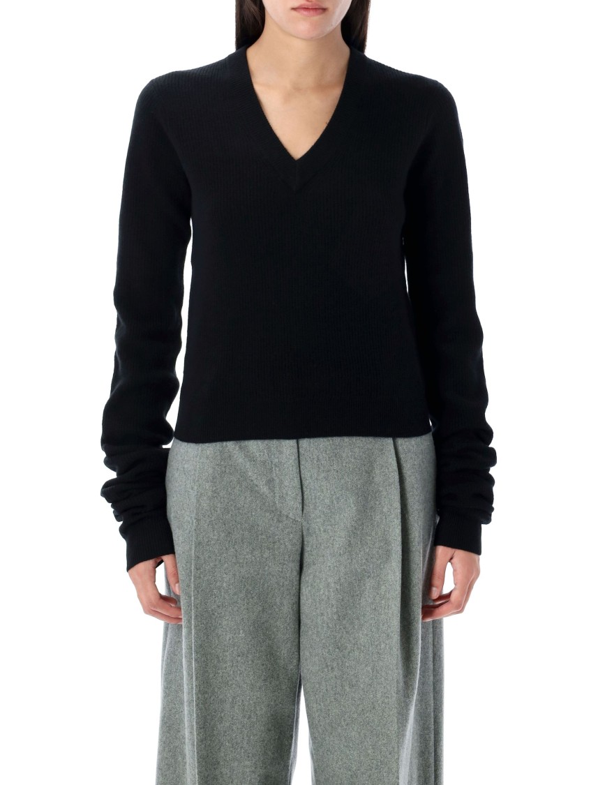 The Garment Como Sleeve Knit Sweater With Flattering V-neck In Black