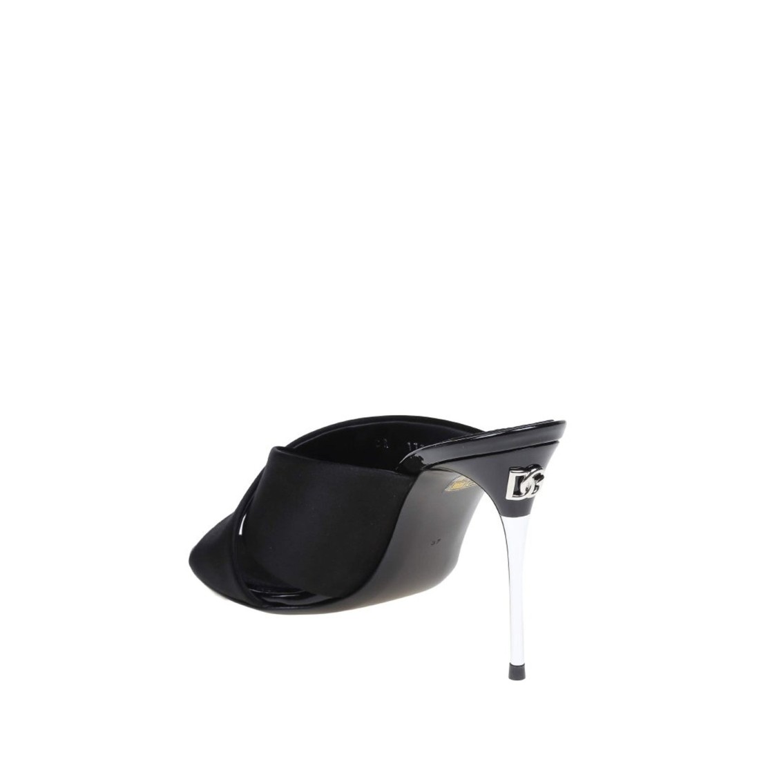 Dolce & Gabbana Satin Sandals With Back Monogram In Black