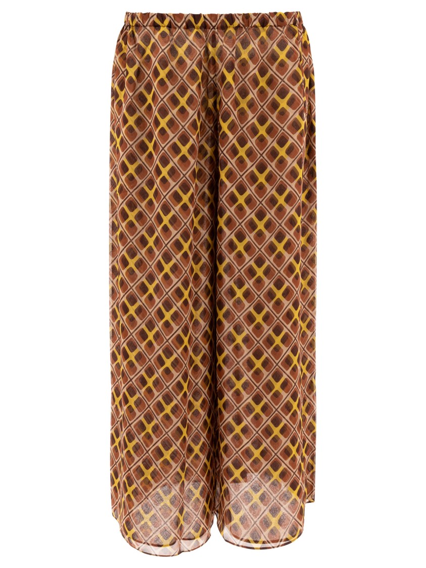 Bode Wide-leg Trousers With Geometric Pattern In Brown