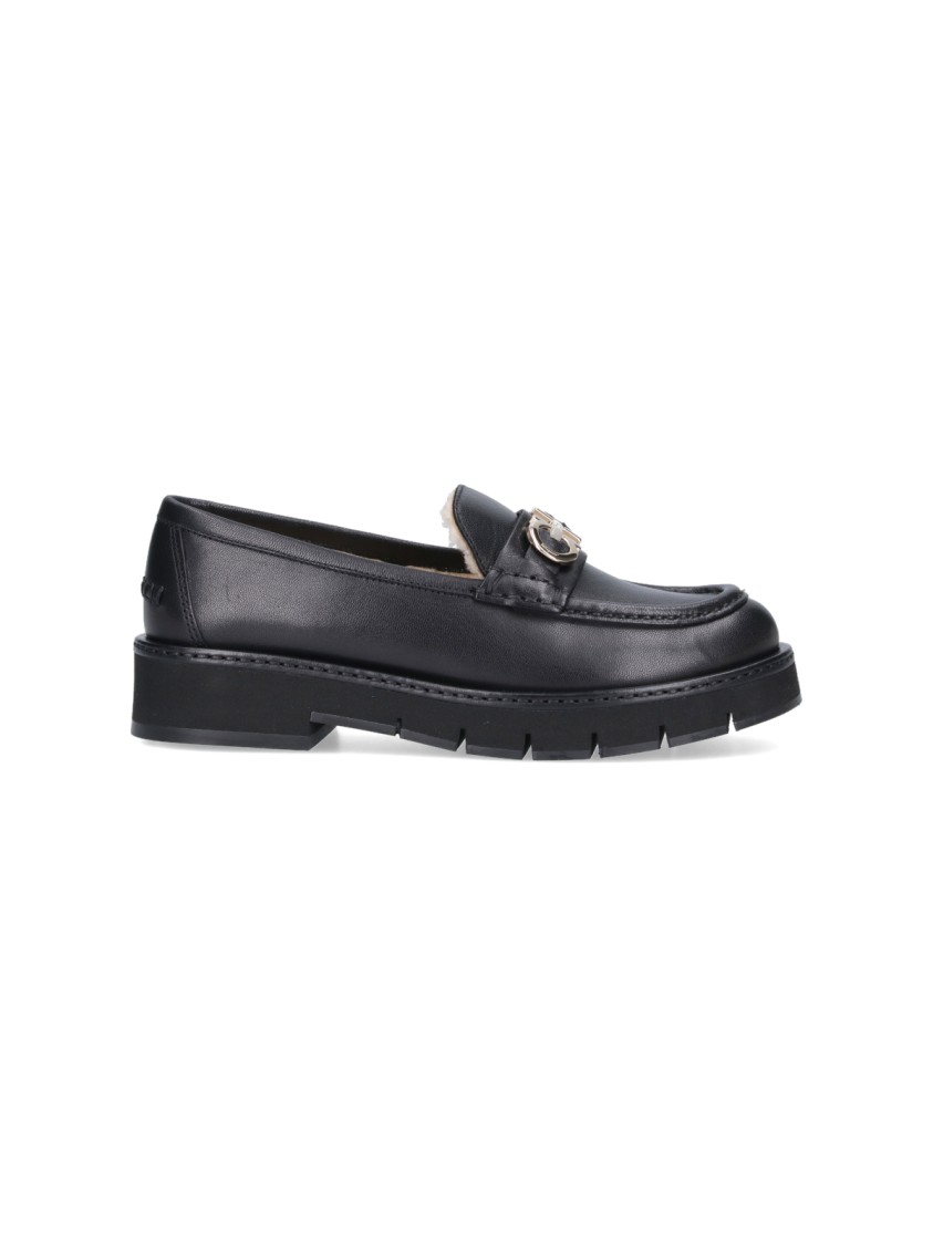 Ferragamo Black Gancini Ornament Loafers