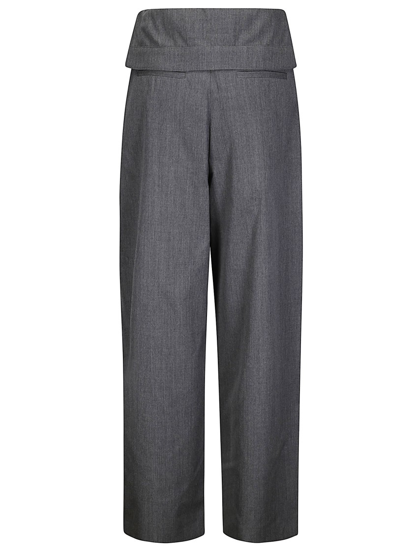 Jw Anderson J. W. Anderson Fold-over Design Grey Wool Trousers In Black