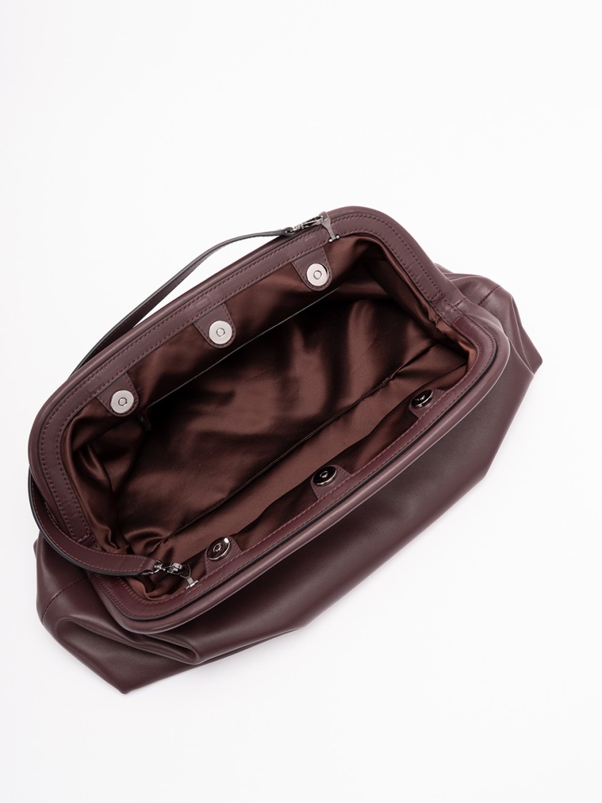 Alberta Ferretti Structured Leather Handbag With Sturdy Handle In Brown
