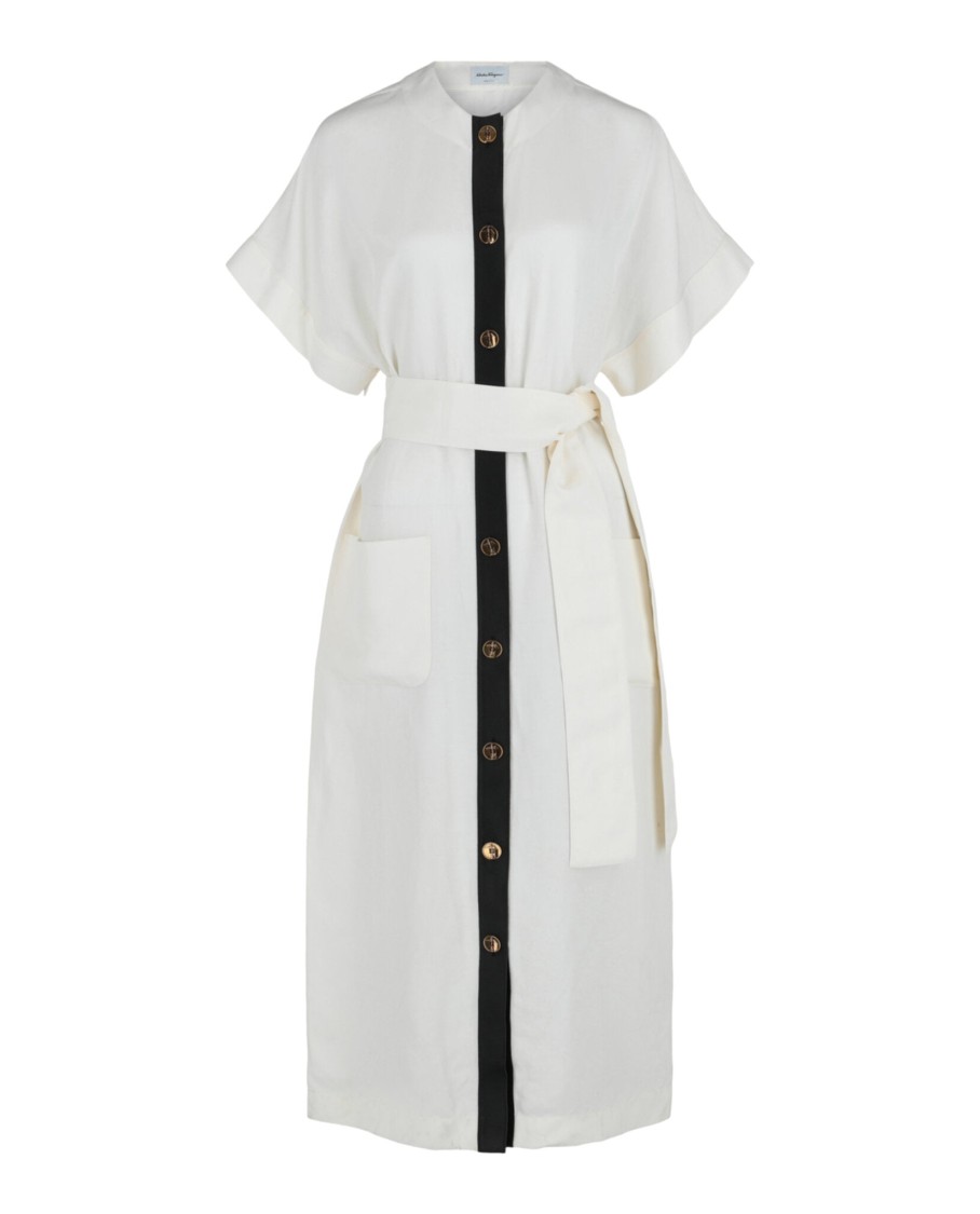 Ferragamo Short-sleeve Belted Maxi Dress