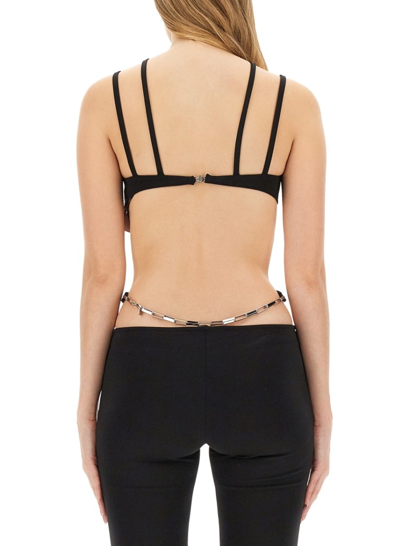 Attico Mesh-panel Criss-cross Bralette Top In Black