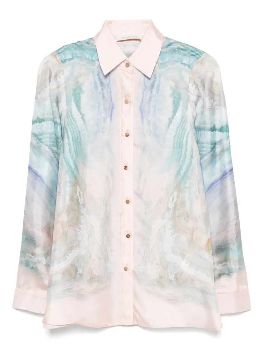 Zimmermann Womens Illuminate Printed Relaxed-fit Silk Shirt Blue Agate Xl