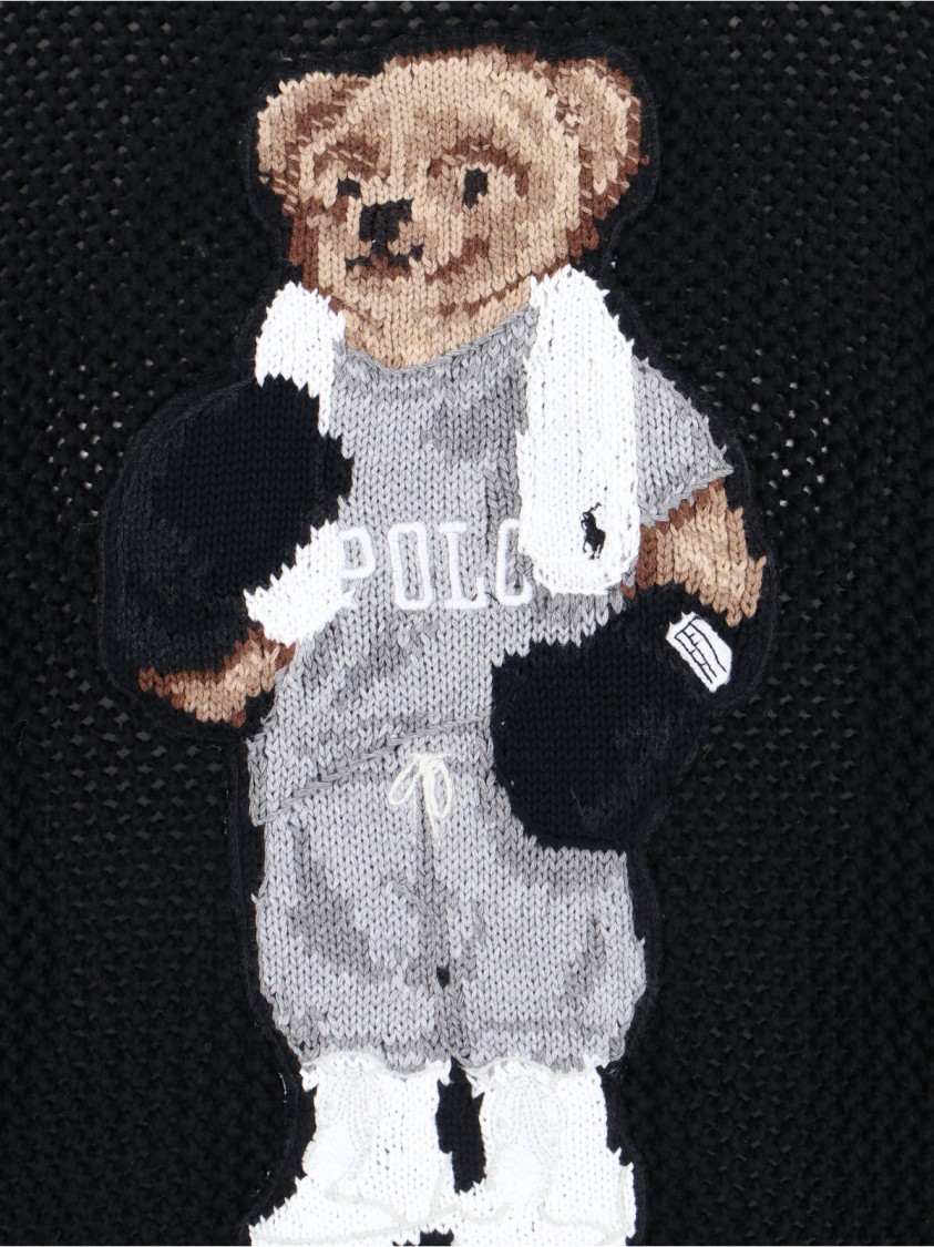 Polo Ralph Lauren 'polo Bear' Openwork Sweater In Black