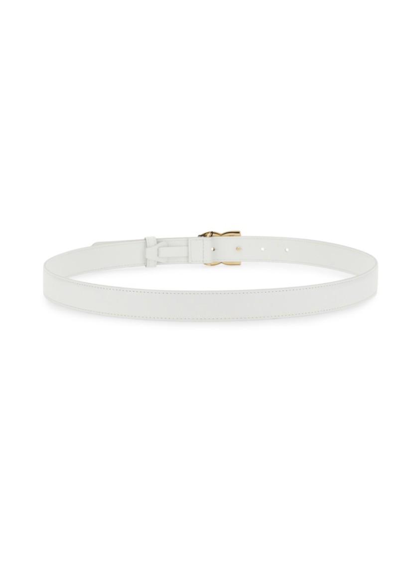 Dolce & Gabbana Calfskin Belt With Crossed Dg Logo In White