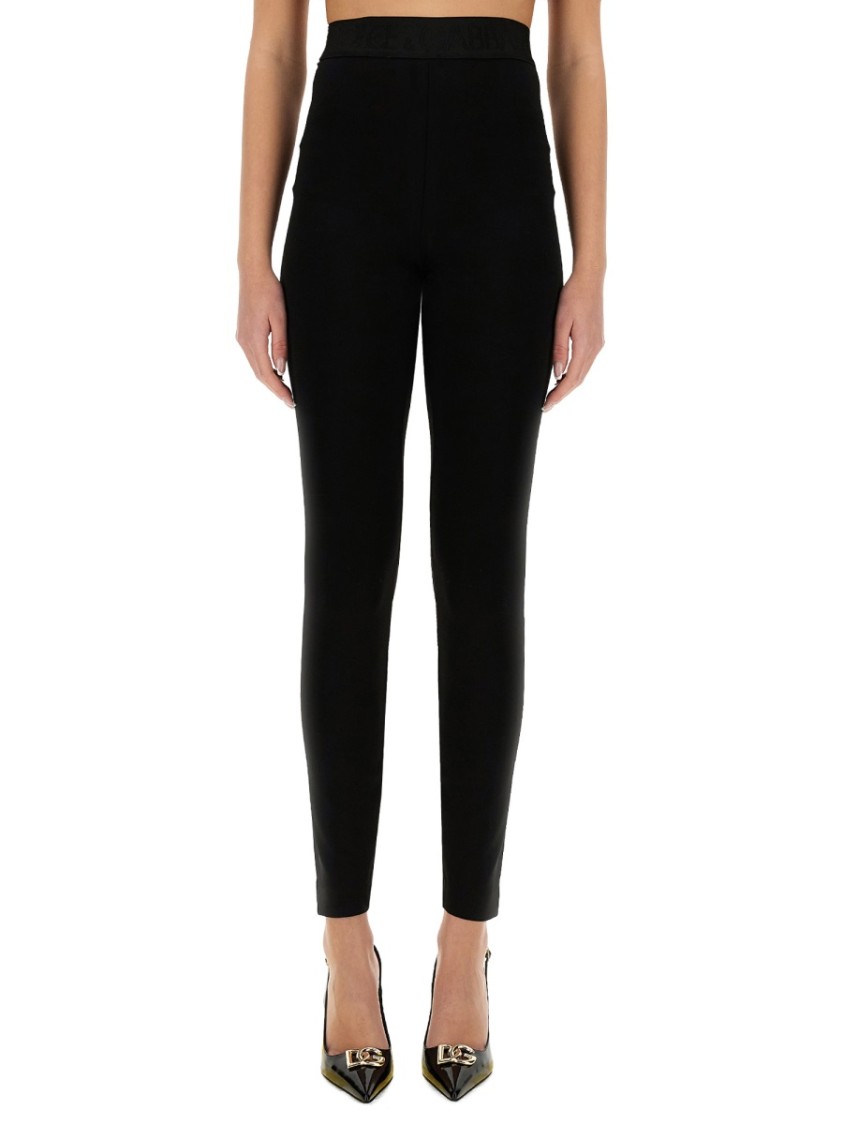 Dolce & Gabbana Ankle Length High-waisted Stretch Fit Leggings In Black