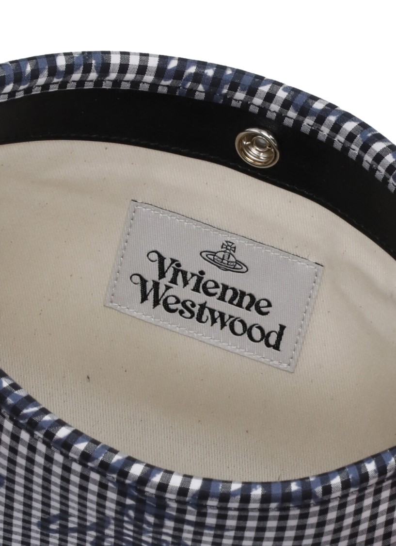 Vivienne Westwood Check Pattern Cotton Shoulder Bag In Grey