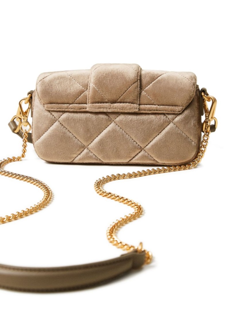 Twinset Twin-set Quilted Bag With Gold-tone Buckle Closure And Chain Strap In Neutral