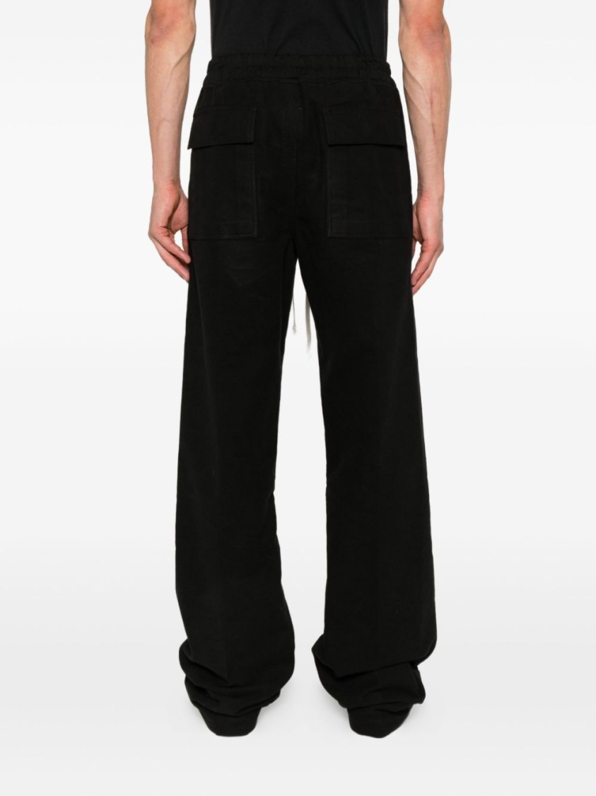 Rick Owens Relaxed Fit Black Trousers With Drawstring Waistband In Black