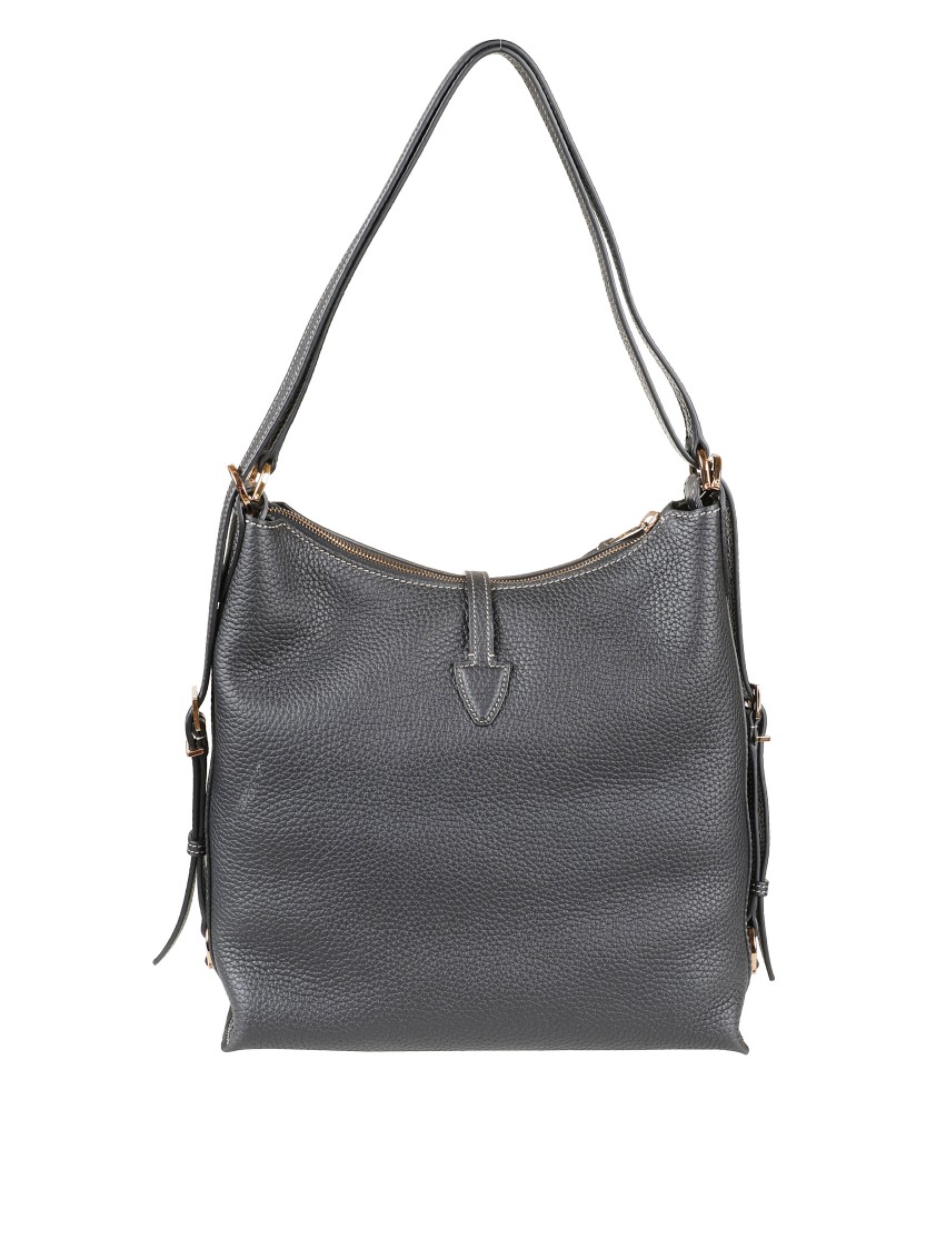 Tod's Textured Black Shoulder Bag With Gold-tone Accents In Gray