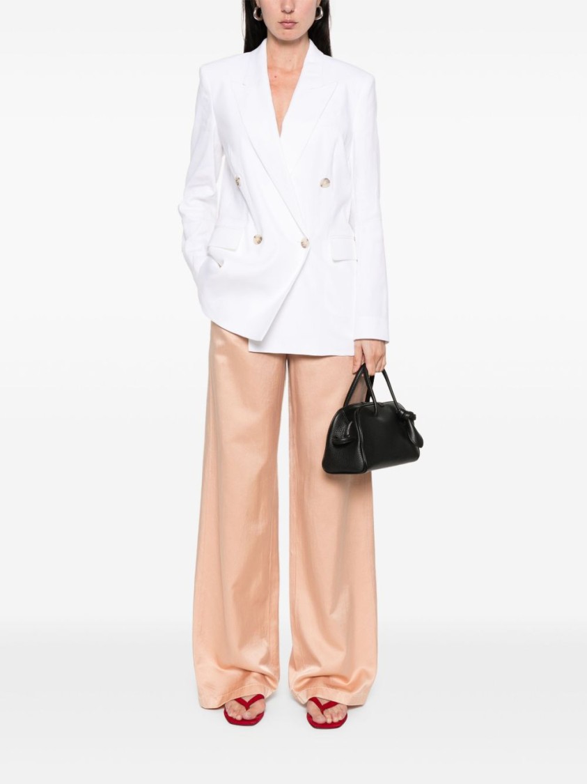 Shop Hugo Boss Boss Double-breasted Linen Blazer With Structured Shoulders