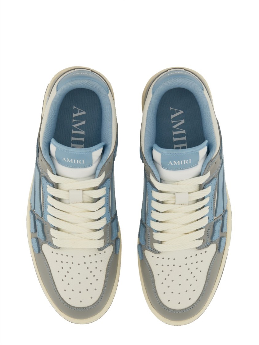 Amiri Varsity Skel Top Low Sneakers Ocean Sky In White