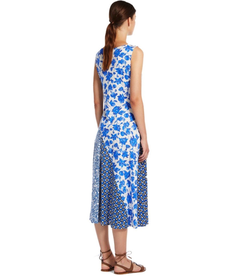 Max Mara Cubano Blue Floral Midi Dress In Blue
