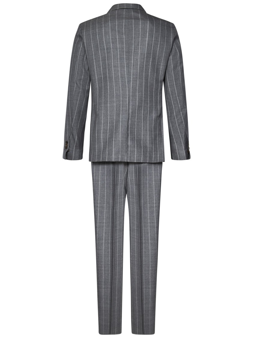 Drumohr Tailored Grey Virgin Wool Pinstripe Suit With Single-breasted Blazer