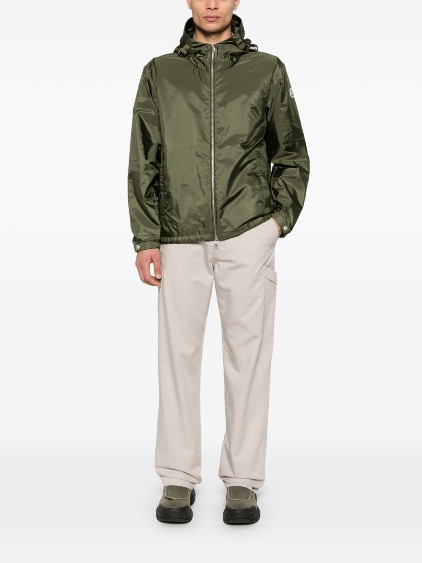 Moncler Lightweight Hooded Windbreaker With Adjustable Cuffs In Green