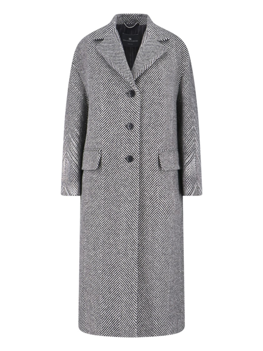 Ermanno Scervino Herringbone-pattern Button Coat In Black
