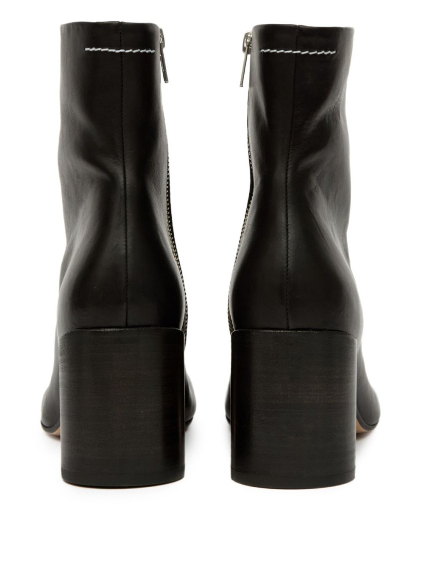 Mm6 Maison Margiela Mm6 By Maison Margiela Ankle Boots With Distinctive Seam Detail And Block Heel In Black