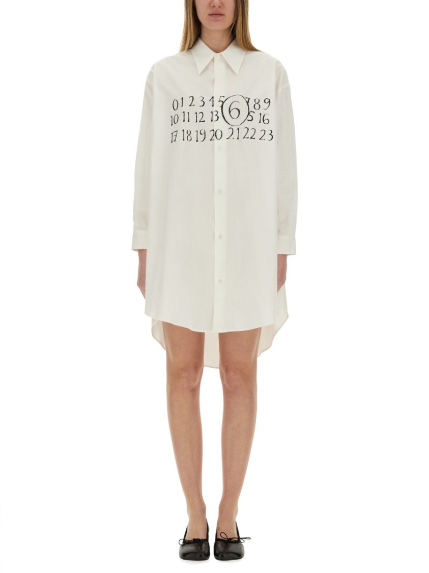 Mm6 Maison Margiela Mm6 By Maison Margiela Chemisier Dress With Print In White