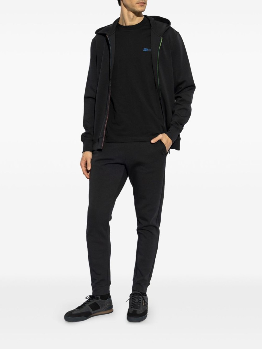 Shop Paul Smith Hooded Black Sweatshirt With Colorful Zipper Accents
