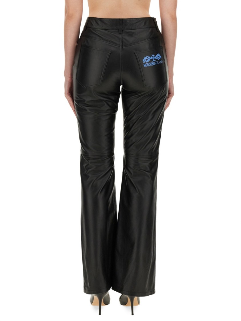 Moschino Black Flared Pants With High Waist And Detailing In Black