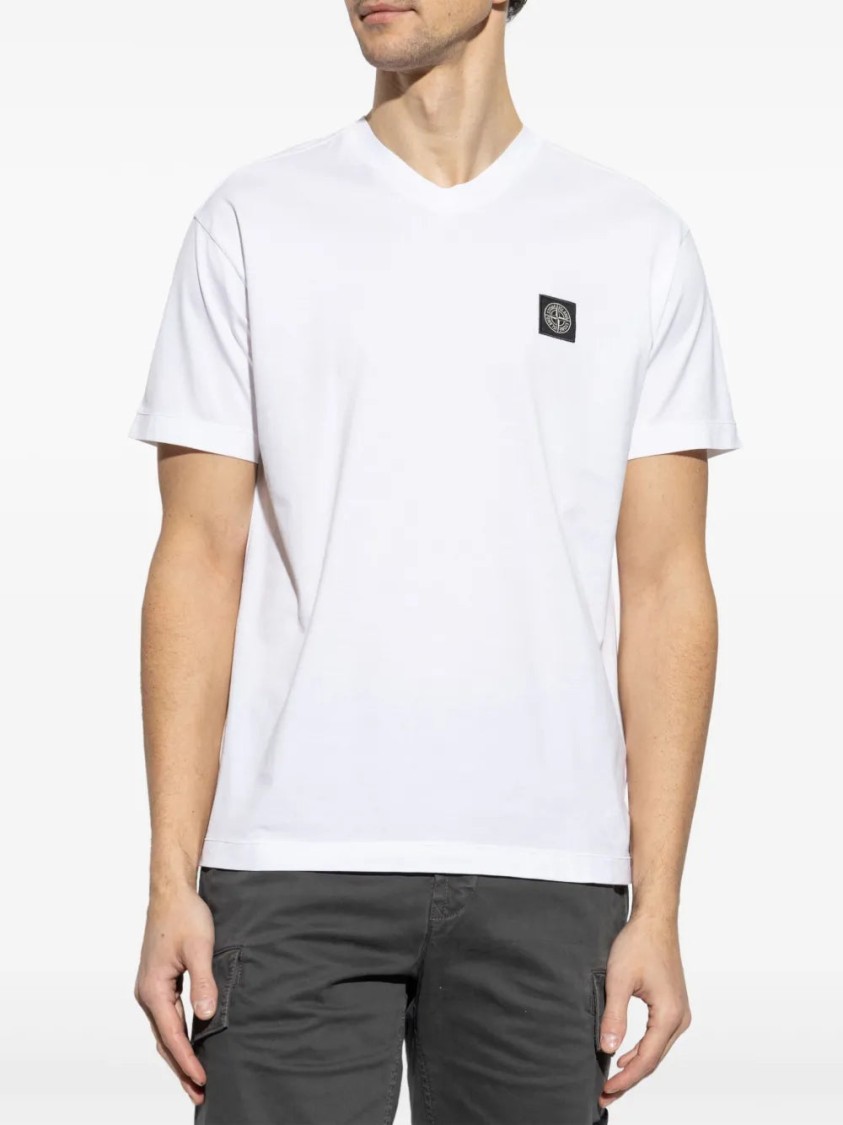 Shop Stone Island Cotton Jersey T-shirt In White