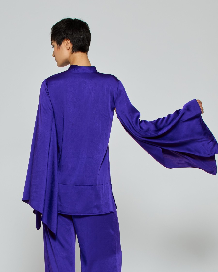 Serena Bute Kimono Sleeve Shirt - Violet Blue