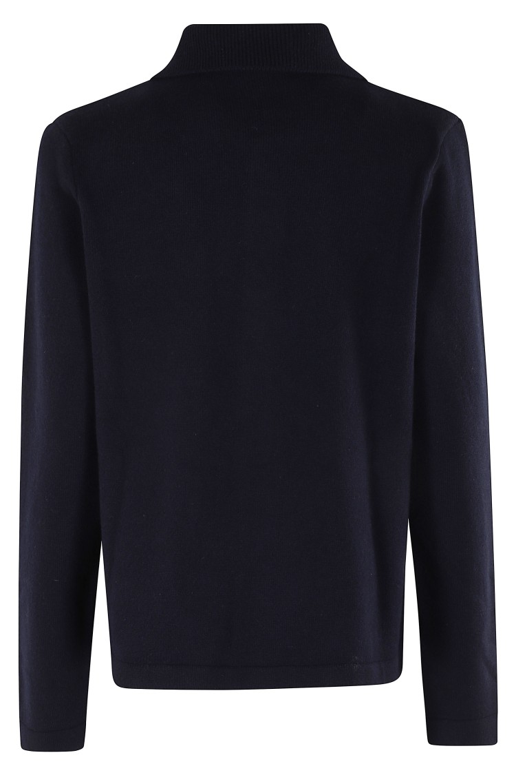 Apc A.p.c. Navy Blue Wool Cardigan With Classic Collar In Blue