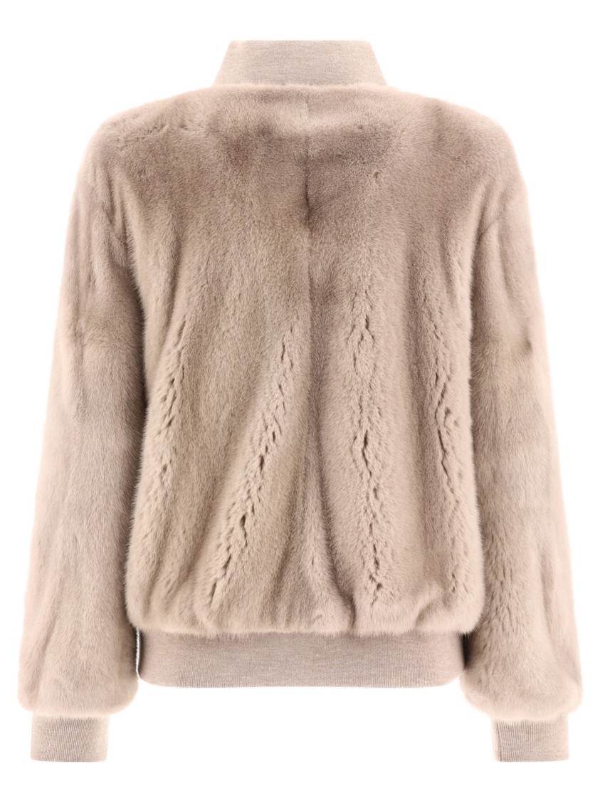 Giovi Deluxe Mink Fur Bomber Jacket In Neutral
