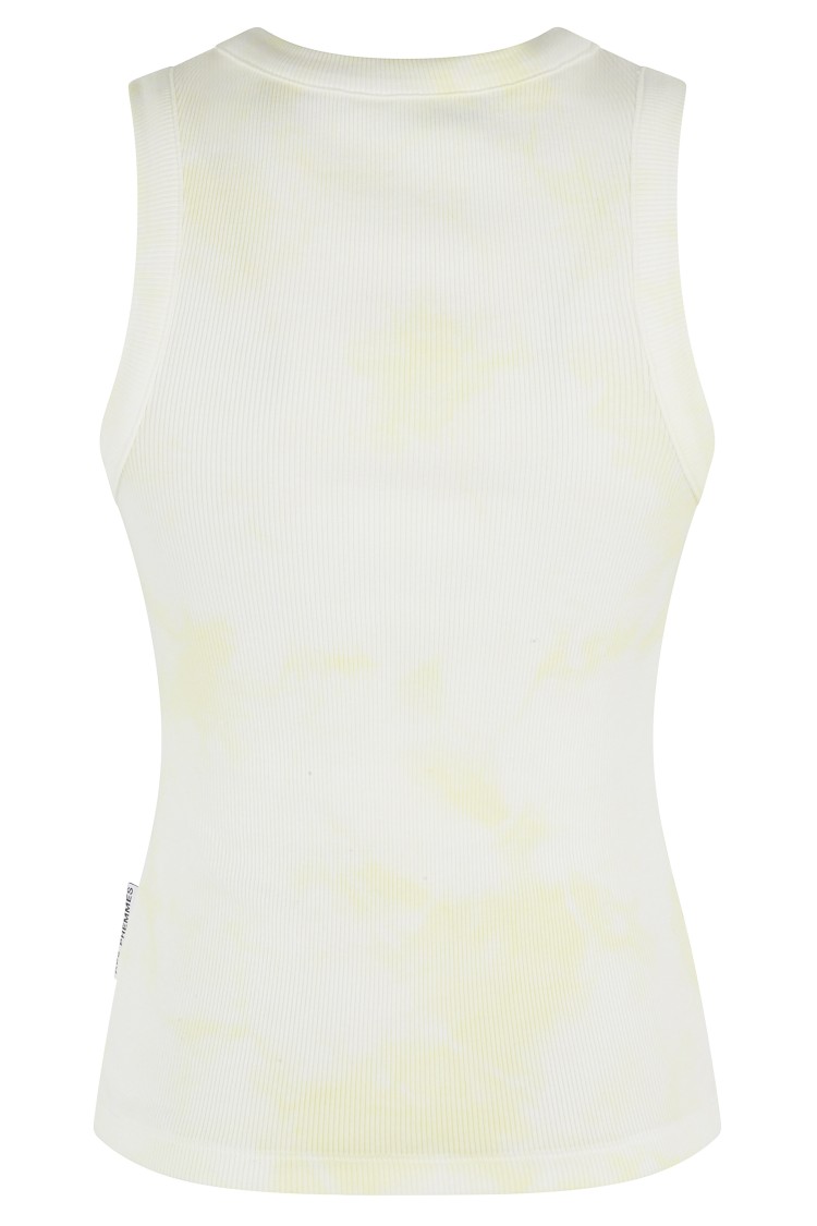 Des Phemmes Fitted Sleeveless Ribbed Tank Top With Bead Embellishments In White