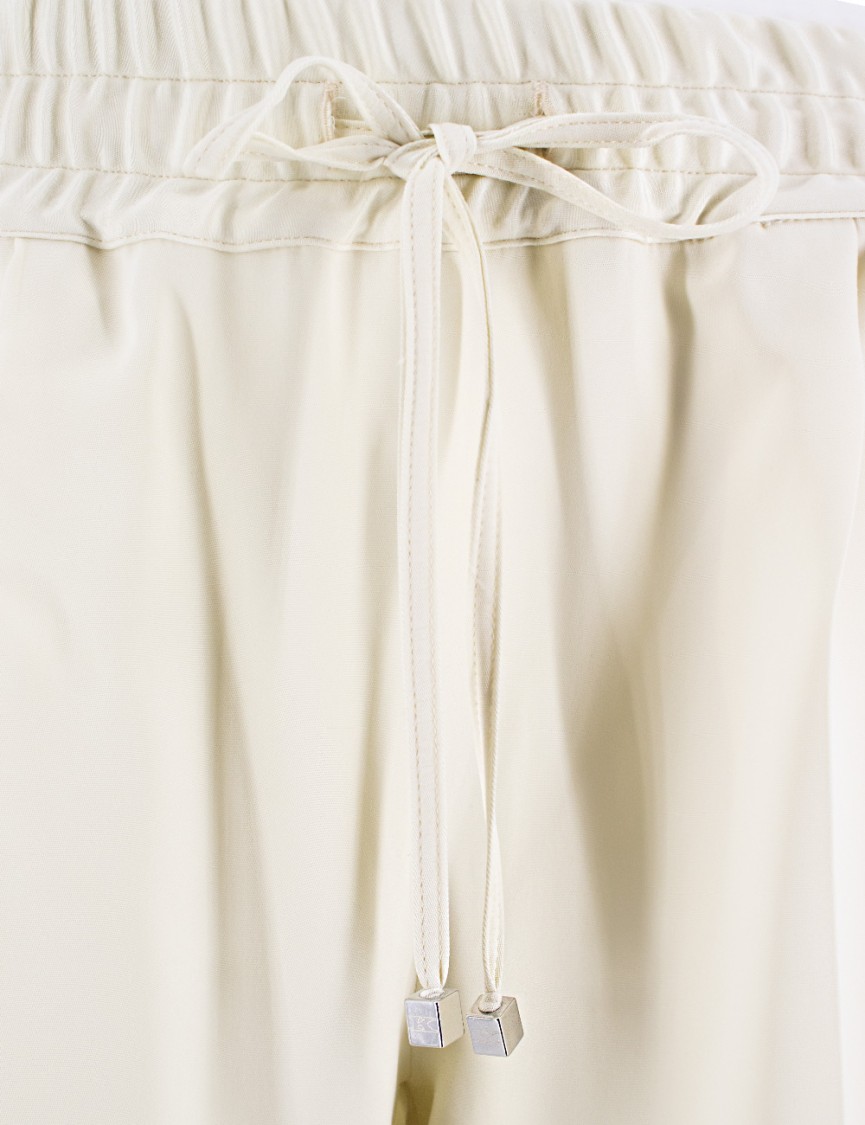 Shop Kiton Loose-fit Silk Trousers With Drawstring Waistband In White