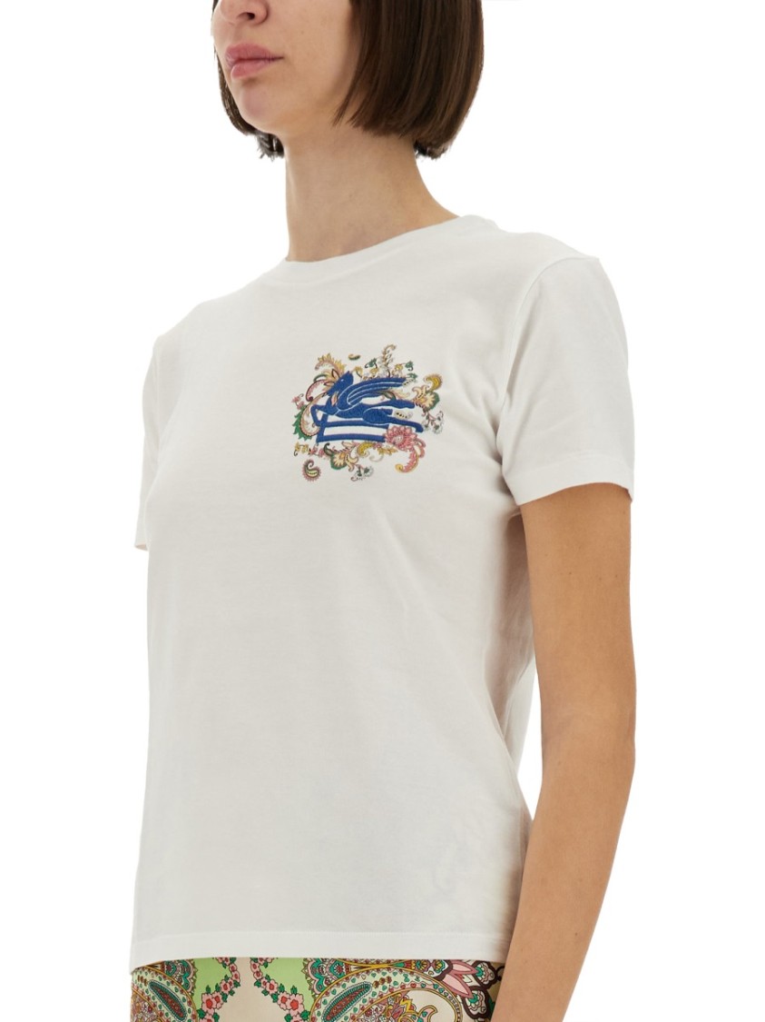 Shop Etro Classic White T-shirt With Logo Design