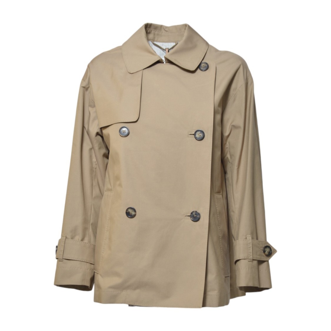 Max Mara Dark Beige Zeno Trench Coat In Drip-free Twill In Brown