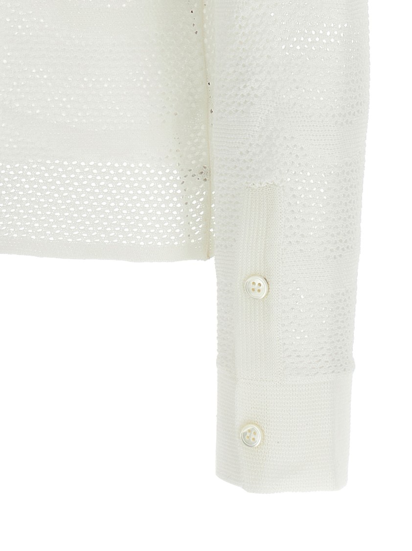 Tom Ford Openwork Silk-cotton Cardigan With Button Closure